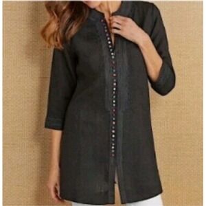 Soft Surroundings Black Desert Full Zip Tunic Petite Size M EUC